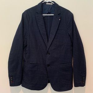 Zara Man Navy Blue Textures Navy Blazer